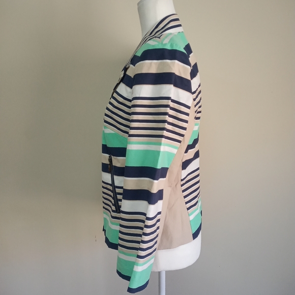 Laundry by Shelli Segal Striped Blazer Blue Green - Picture 4 of 10